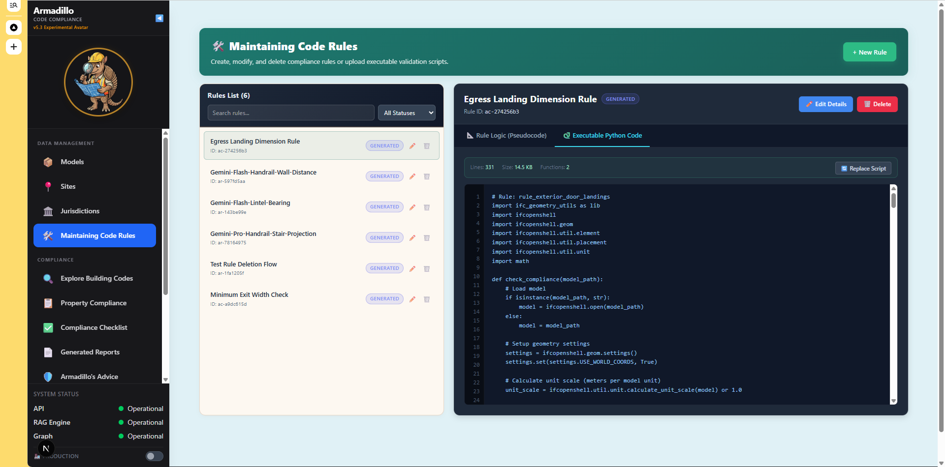 Armadillo executable Python code screenshot